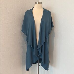 NWT Listicle Elegant Blue Drape Front Sleeveless Vest Cardigan Wrap, Sz M